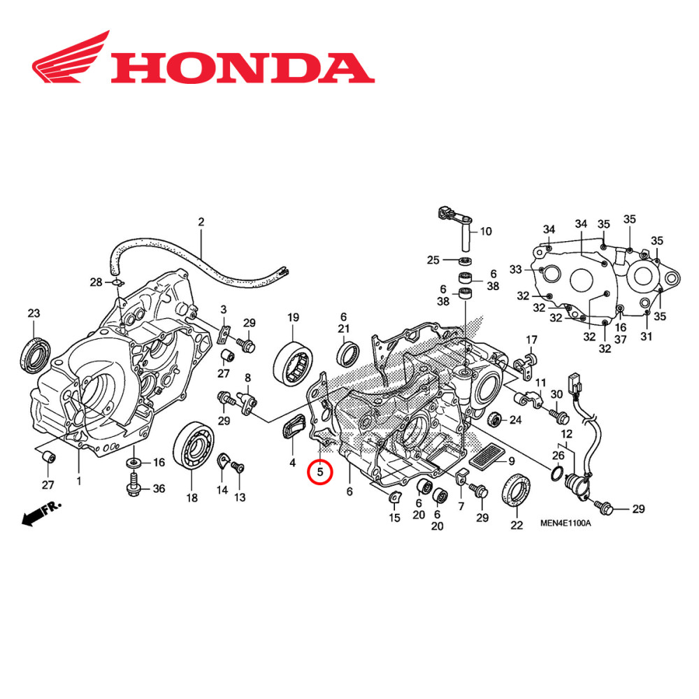 Junta Meio do Motor Original Honda para CRF450 09 Opcional CRF450 10/16