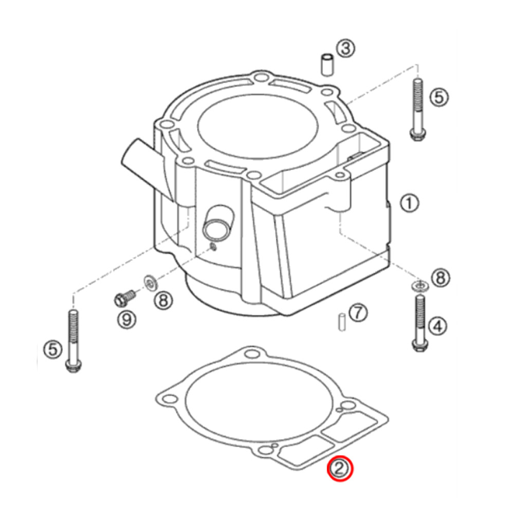 Junta Base do CIlindro Original KTM EXC250 03/04 EXC450 03/07 EXC525 03/04 SX525 03/04 XCW450 07 (Papel 0,8mm)