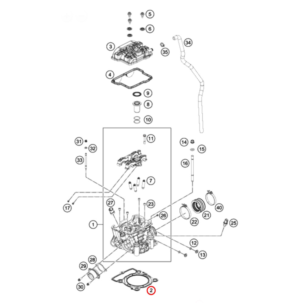 Junta do Cabeçote Original KTM para SX-F/XC-F250 16/17 EXC-F2017