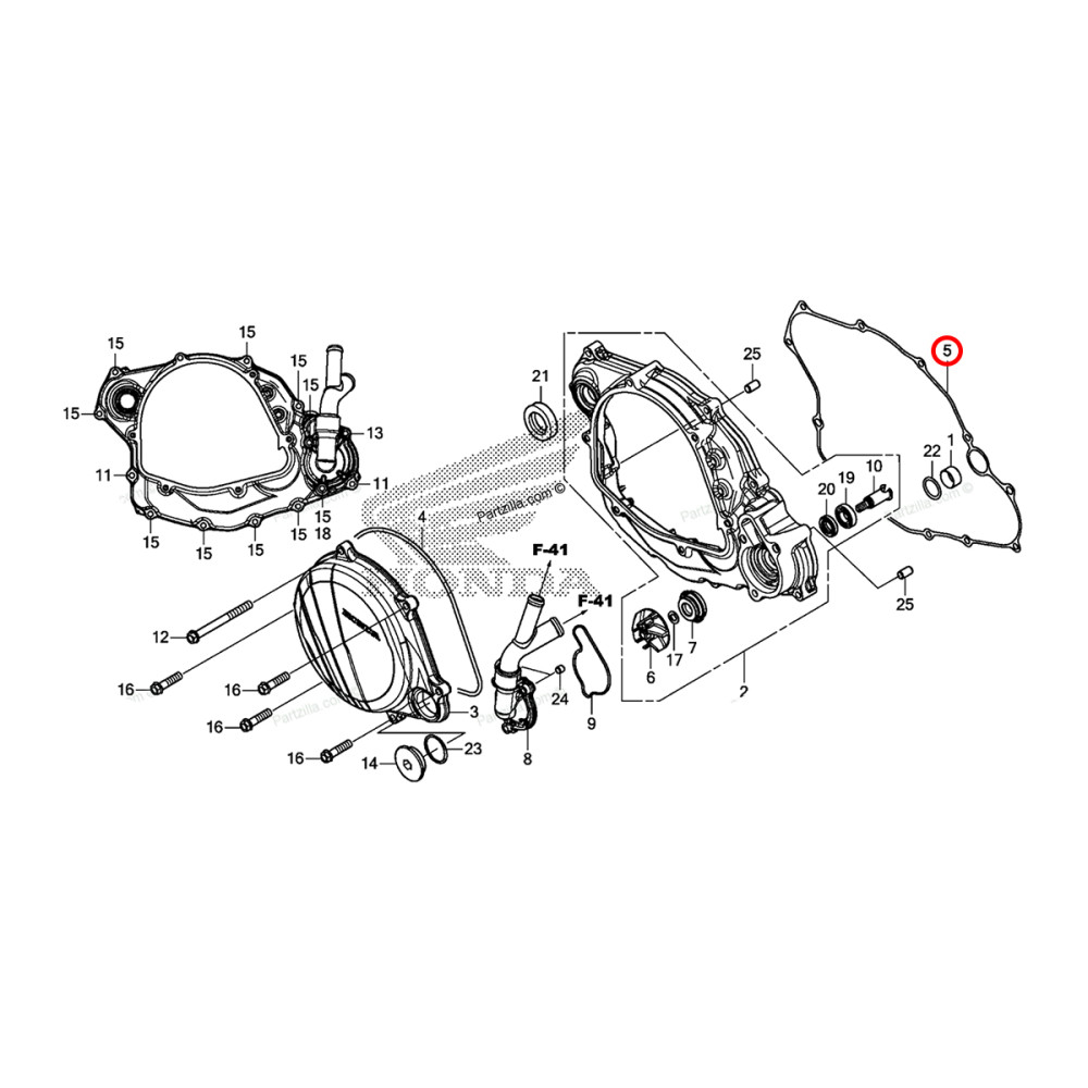 Junta da Tampa de Embreagem Original Honda para CRF450 17/18 (Grande)