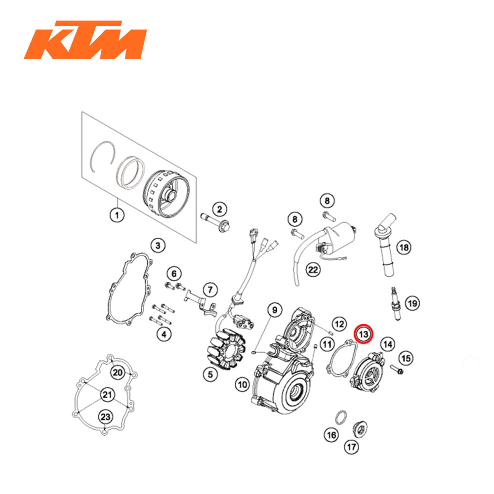 Junta da Tampa do Motor Original KTM SXF250 12/15 SXF350 11/15 XCF250/350 11/15 XCFW250 12/13 (Junta  Superior Pequena)