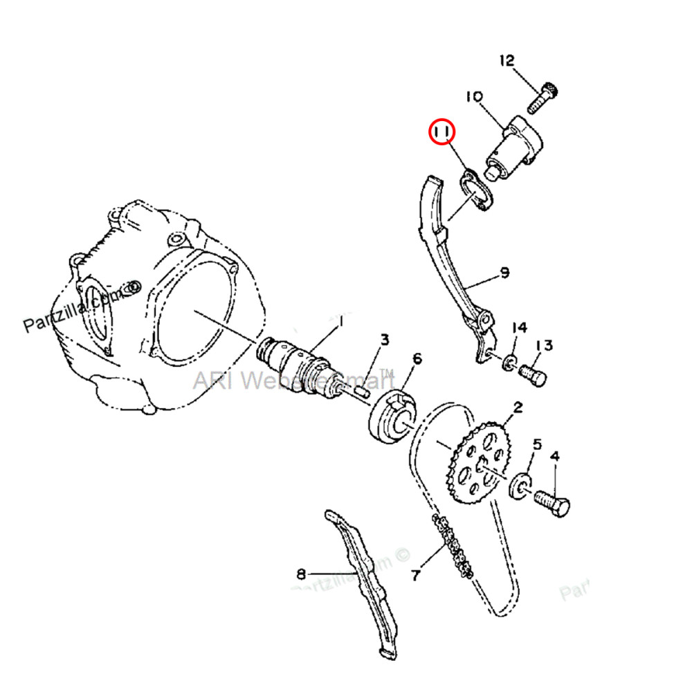 Junta do Tensor da Corrente de Comando Original Yamaha TTR230 05/19 WRF250 01/18 WRF450 03/18 YZF250 01/19 YZ250FX 15/19 YZF450 03/19 YZ450FX 16/19 YZF/WRF400/426 -/02