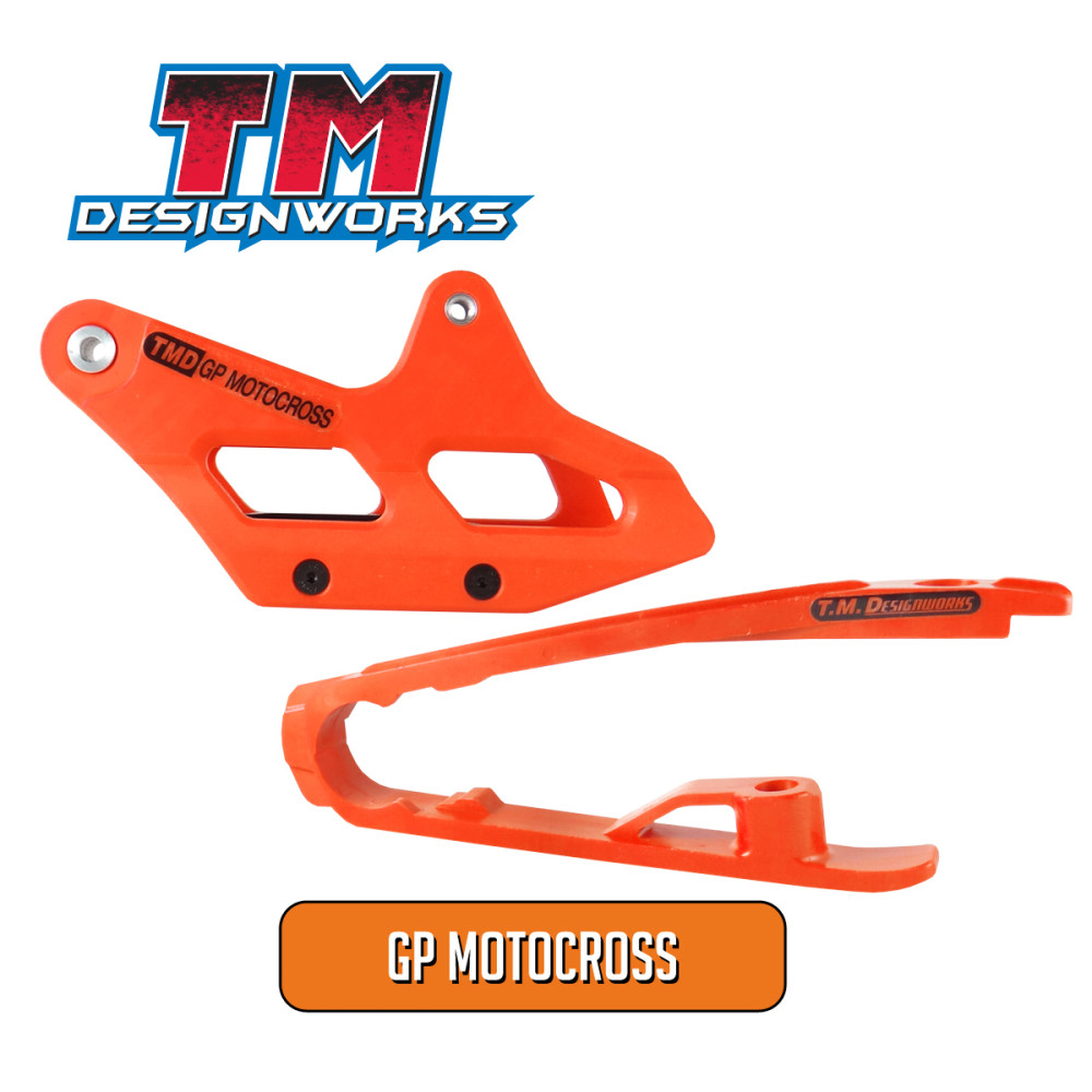 Kit Guia de Corrente Traseiro e Guia Deslizante Dianteiro TM Designworks GP Motocross para KTM SX/SX-F 12/16 com Link Husqvarna 14/16