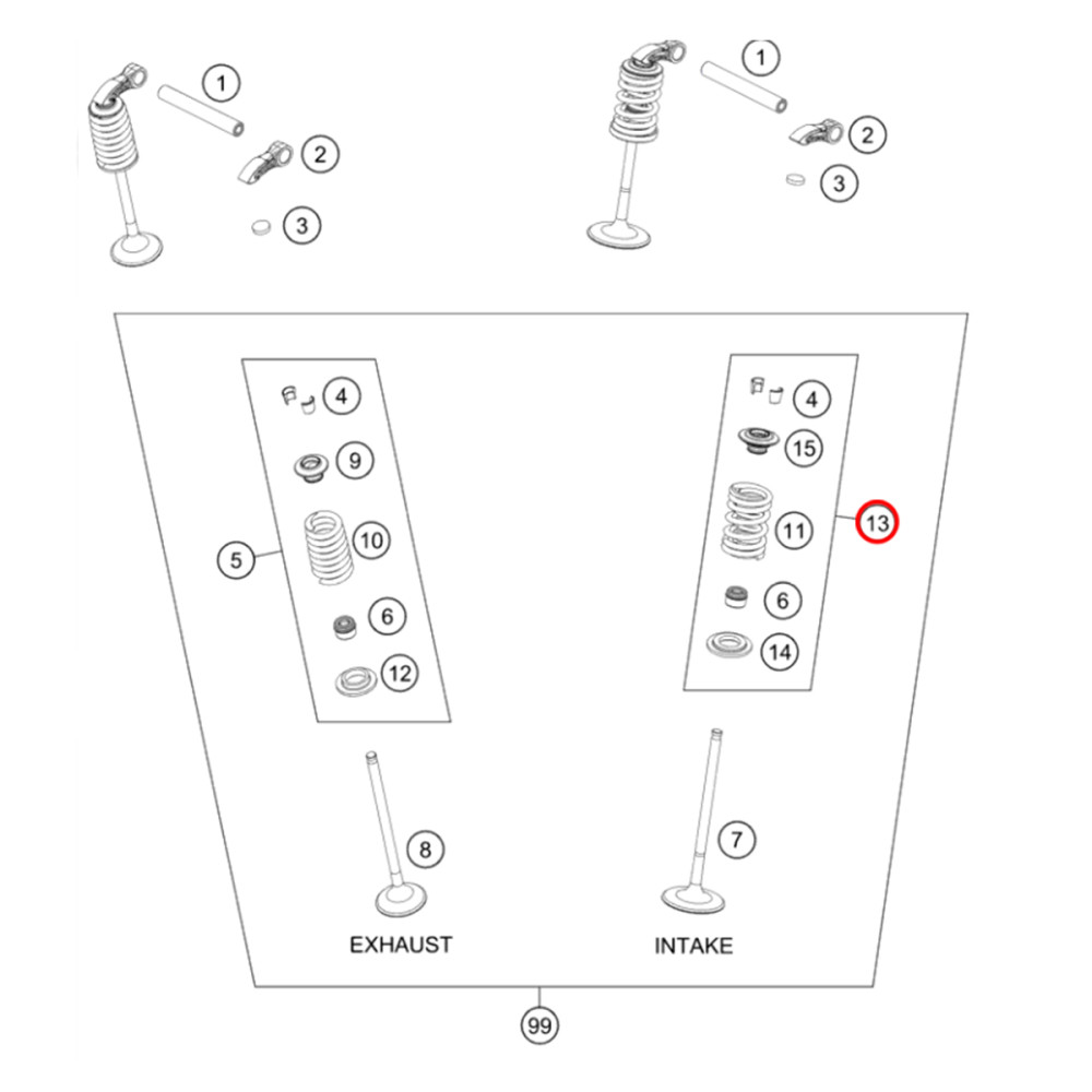 Kit Mola da Válvula de Admissão Original KTM para SX-F/XC-F250 16/17