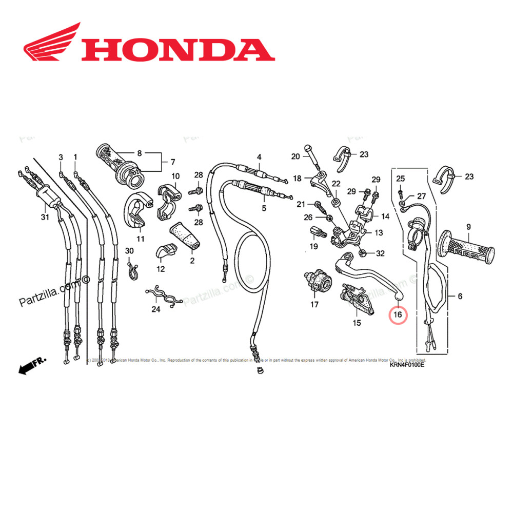 Manete de Embreagem Original Honda CR 125/250 04/07 CRF/CRFX 250/450 04/08