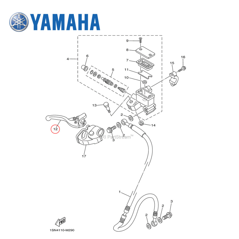 Manete de Freio Original Yamaha para YZ125/250/450F 01/07 YZ85 WRF TTR230