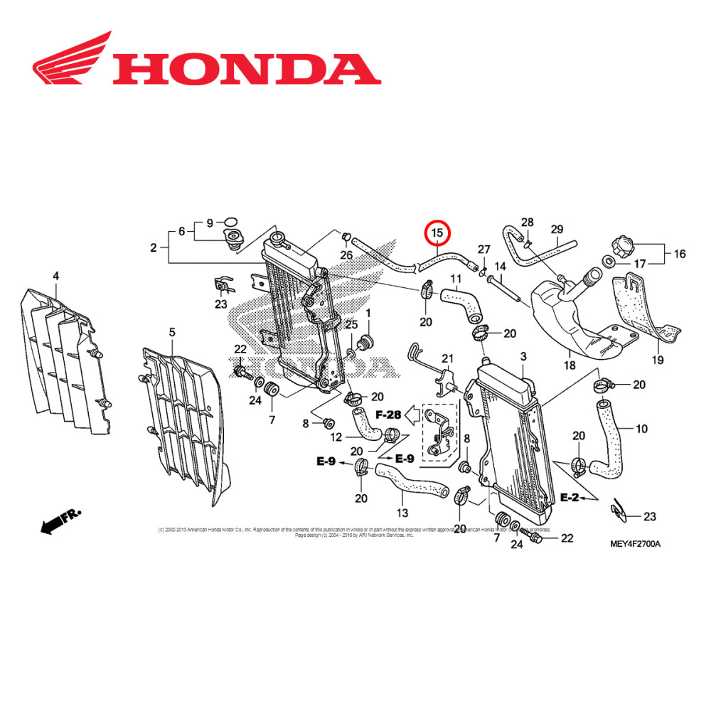 Mangueira do Radiador Original Honda CRF 450X 05/15