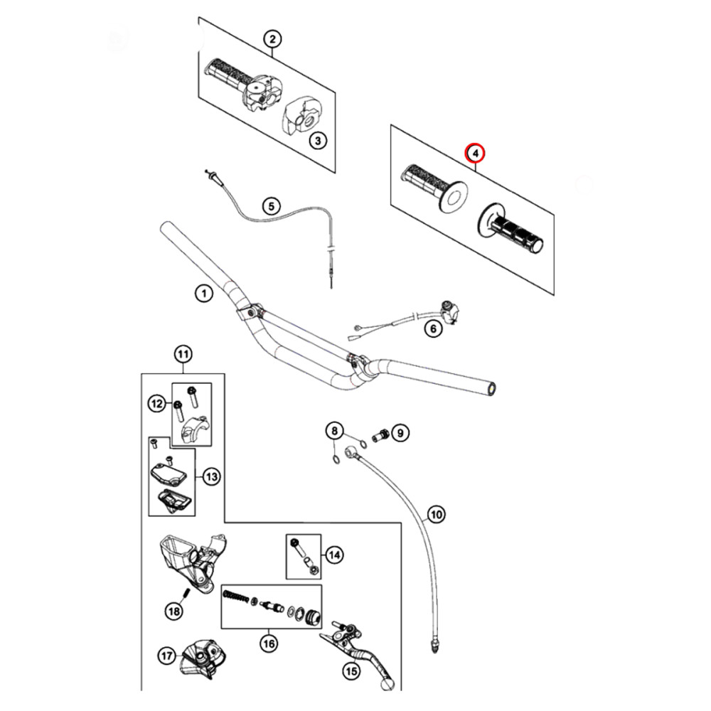 Manopla Original KTM para KTM SX50 12/17 SX65/SX85 09/17 (Preta/Laranja) (Par)