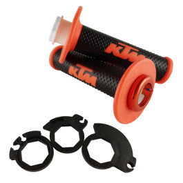 Manopla Original KTM para KTM SX-F/XC-F 16/17 com Tubo Lock On (Preta/Laranja) (Par)