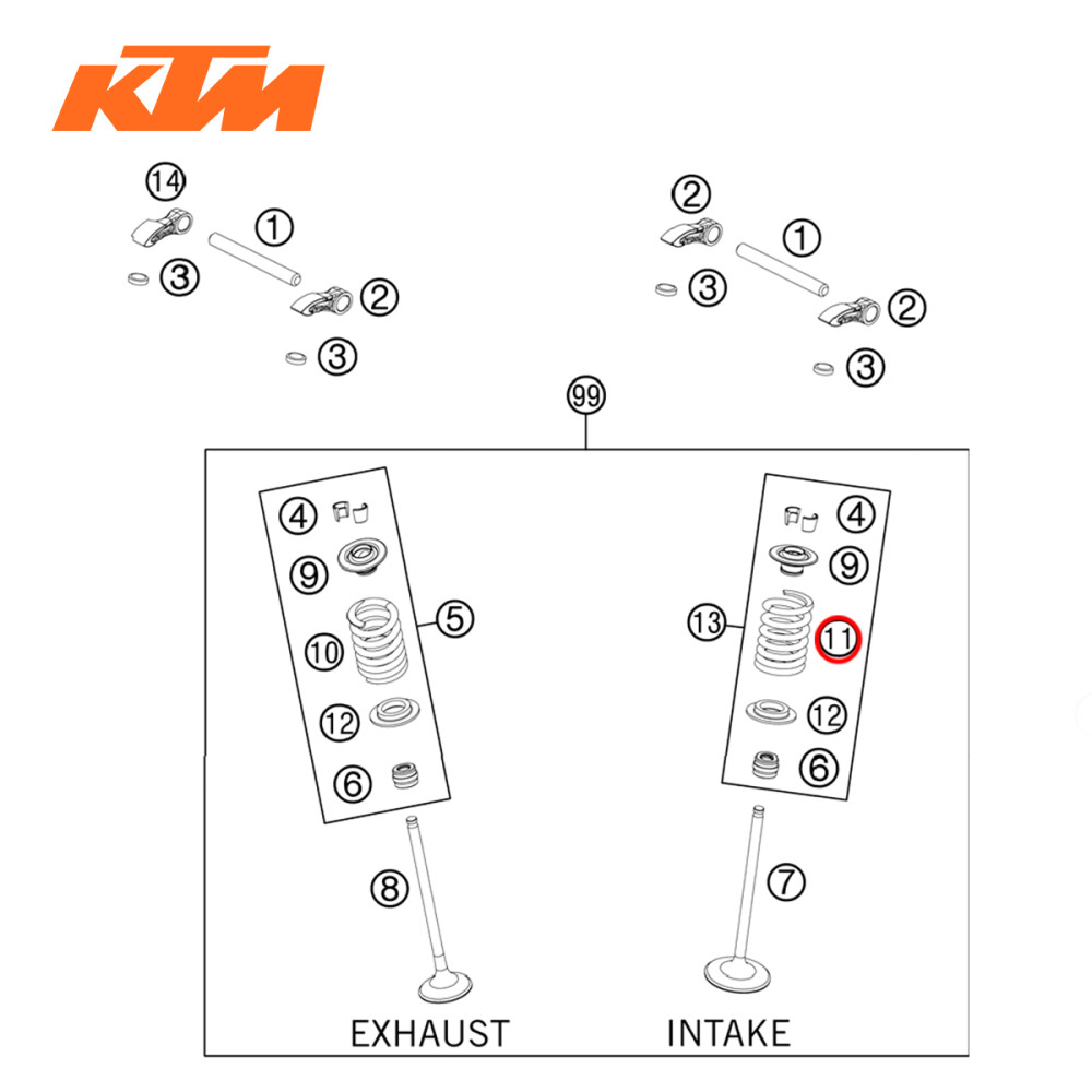 Mola Da Válvula De Admissão Original KTM Para SX-F/XC-F250 13/15 SX-F/XC-F350 13/15