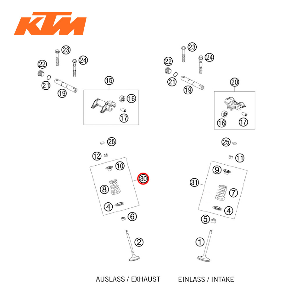 Mola da Válvula de Escape Original KTM para EXC/XC-W450/530 08/12