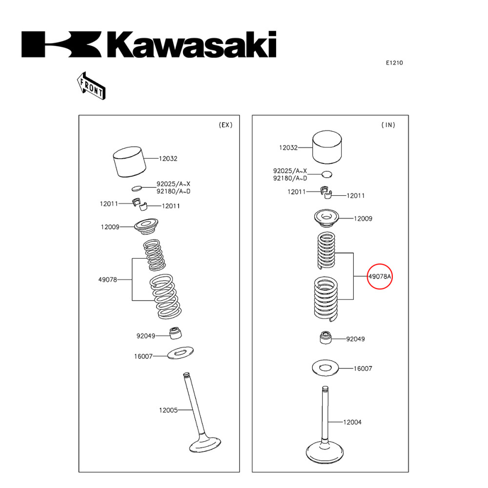 Mola da Válvula de Admissão Original Kawasaki para KXF450 06/16