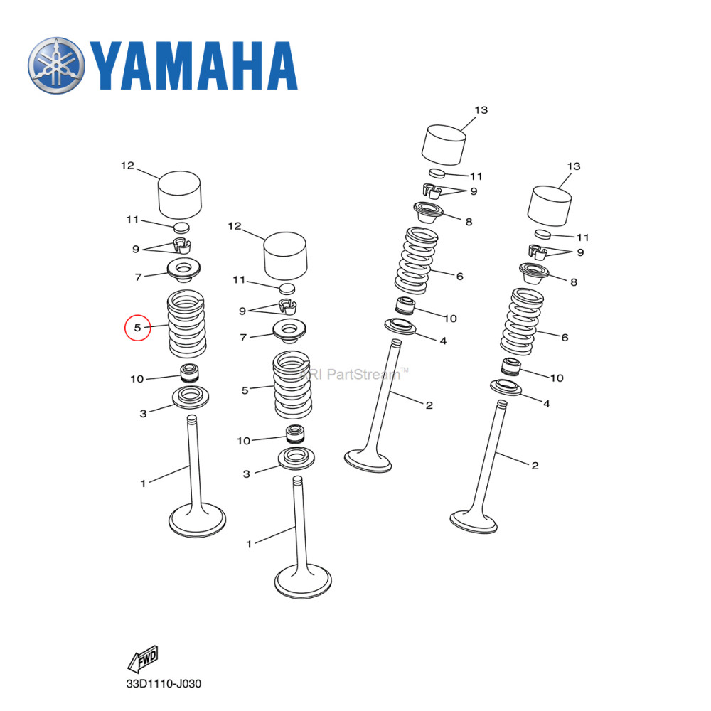 Mola da Válvula de Admissão Original Yamaha para YZF450 10/17 WRF450 16/17
