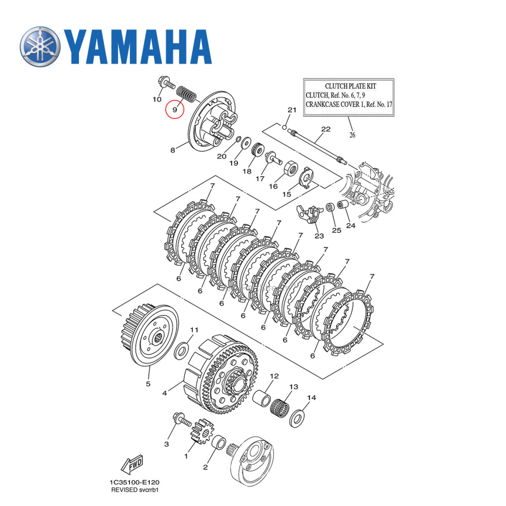 Mola de Embreagem Original Yamaha para YZ125 91/01 + 05/17 YZ250 88/99