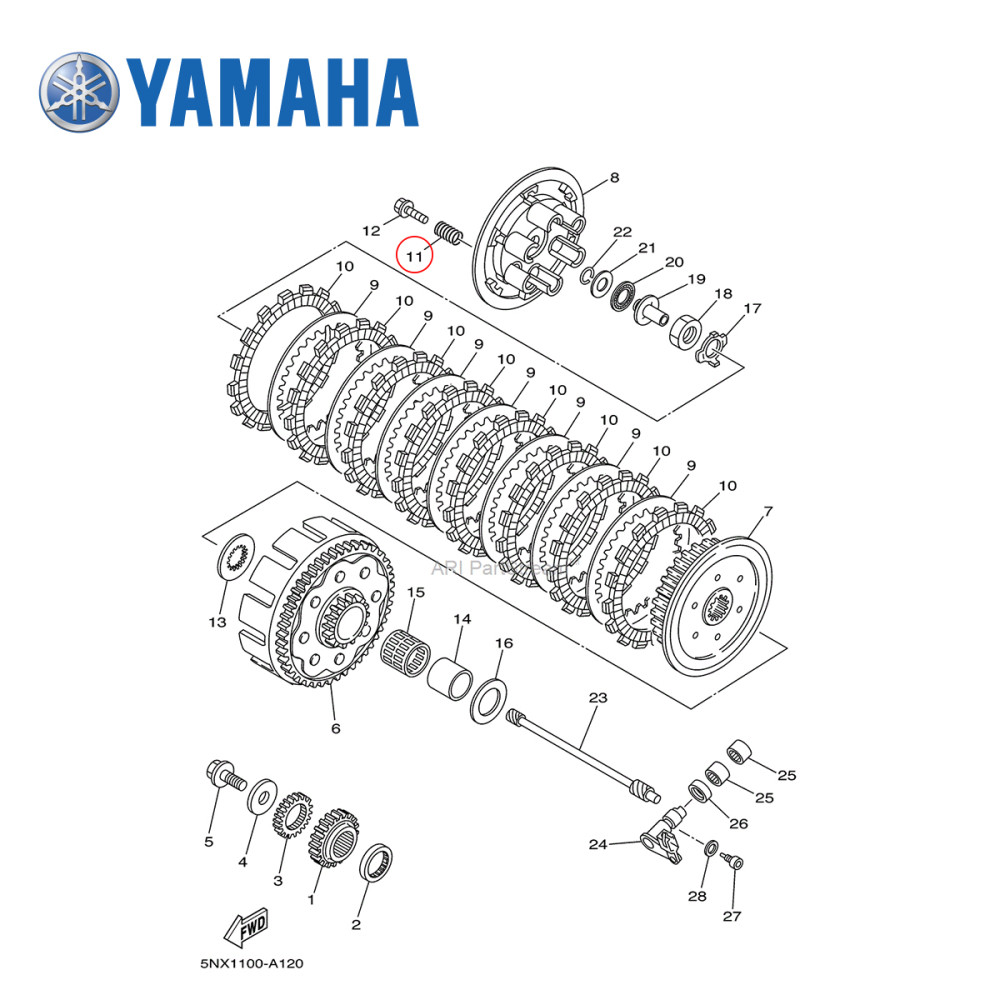 Mola de Embreagem Original Yamaha para YZ250 02/19 YZF426 01/02 YZF450 03/04 WRF450 05/15