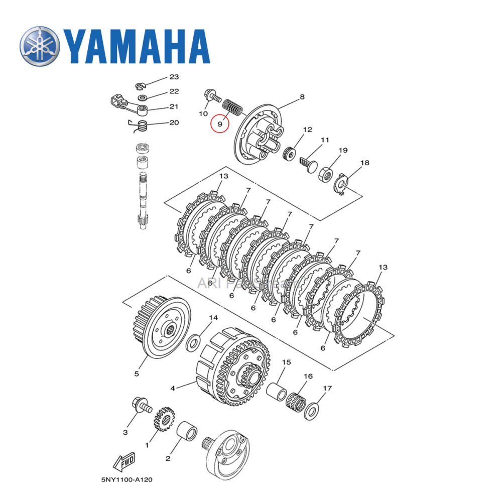 Mola de Embreagem Original Yamaha para YZ85 02/03 YZ125 02/04