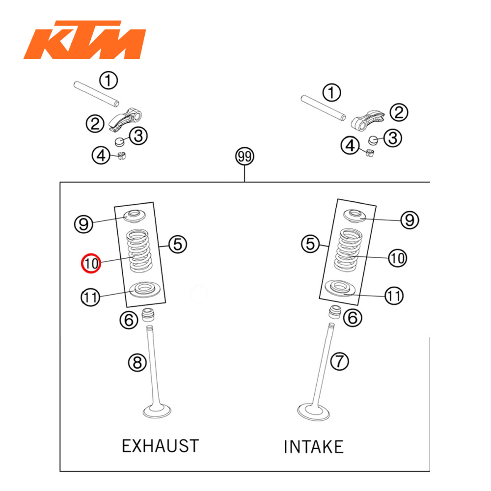 Mola para Válvula de Escape ou Admissão Original KTM Para SX-F/XC-F250 08/12 XCF-W250 08/16 EXC-F/XCF-W350 12/16