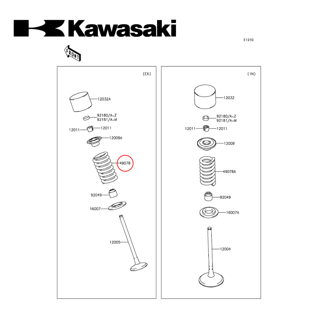 Mola para Válvula de Escape e Admissão Original Kawasaki para Escape KXF250 04/16 e Admissão KXF250 04/06