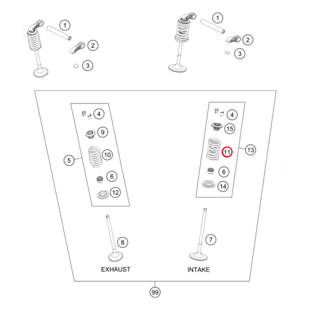 Mola da Válvula de Admissão Original KTM SX-F/XC-F250 16/17 SX-F/XC-F350 17