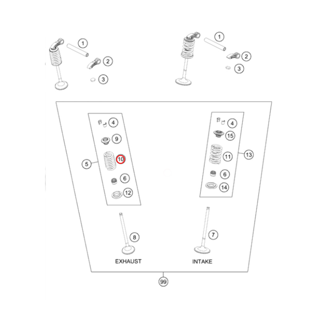 Mola da Válvula de Escape Original KTM para SX-F250 16/17 XC-F250 16/17 EXC-F250/350 17 (HUB 10mm)
