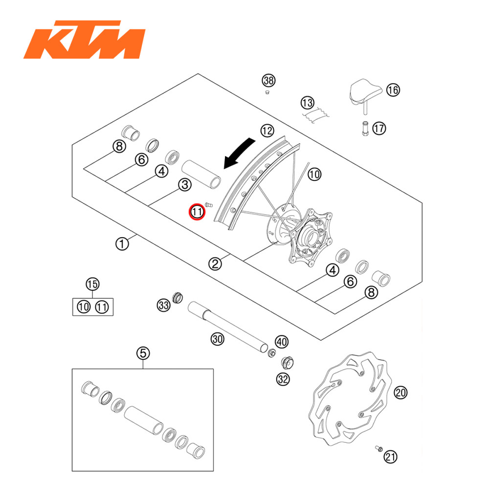 Nipel Dianteiro ou Traseiro Original KTM 11/16 M4,5