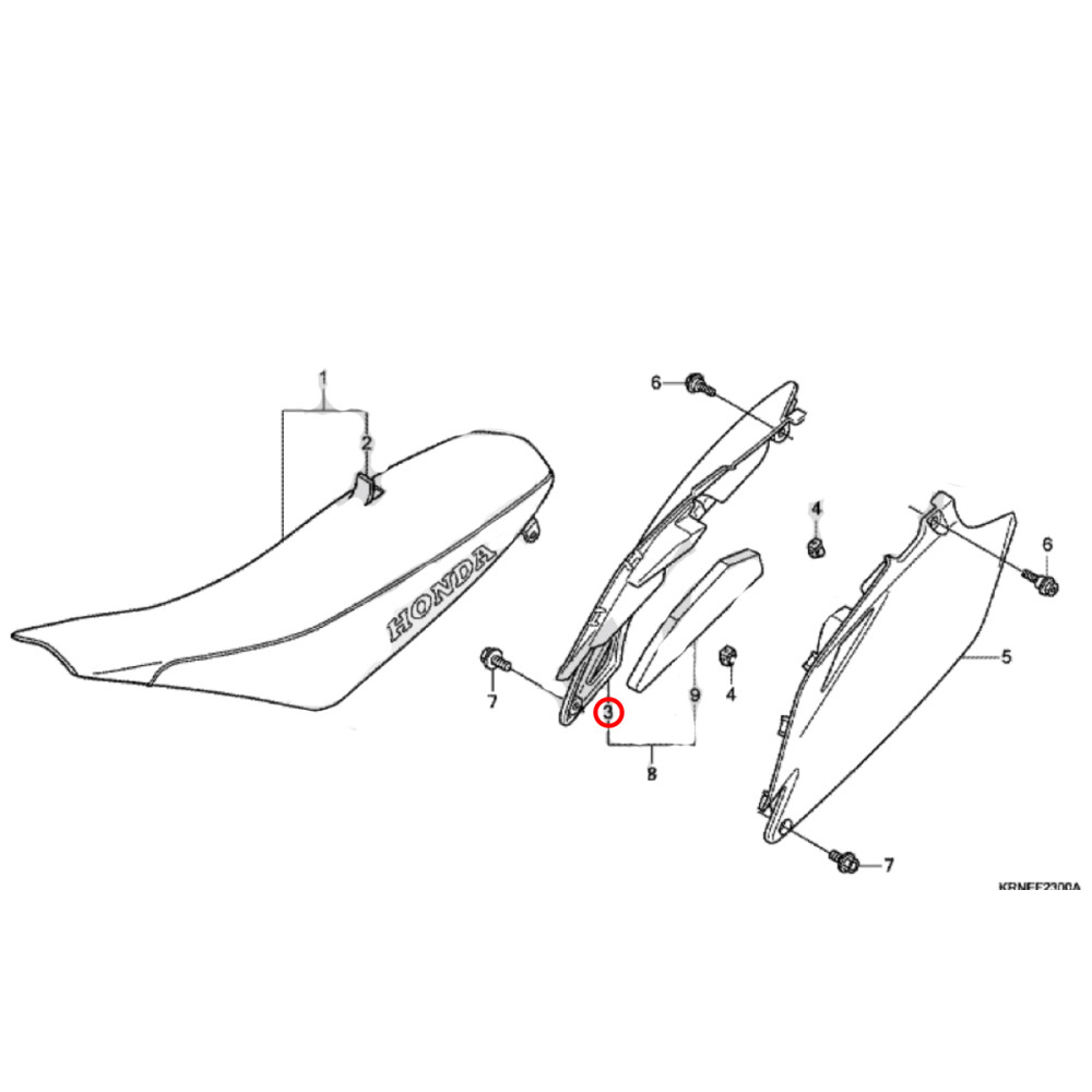 Number Plate Lateral Original Honda para CRF450 11 (Lado Direito)