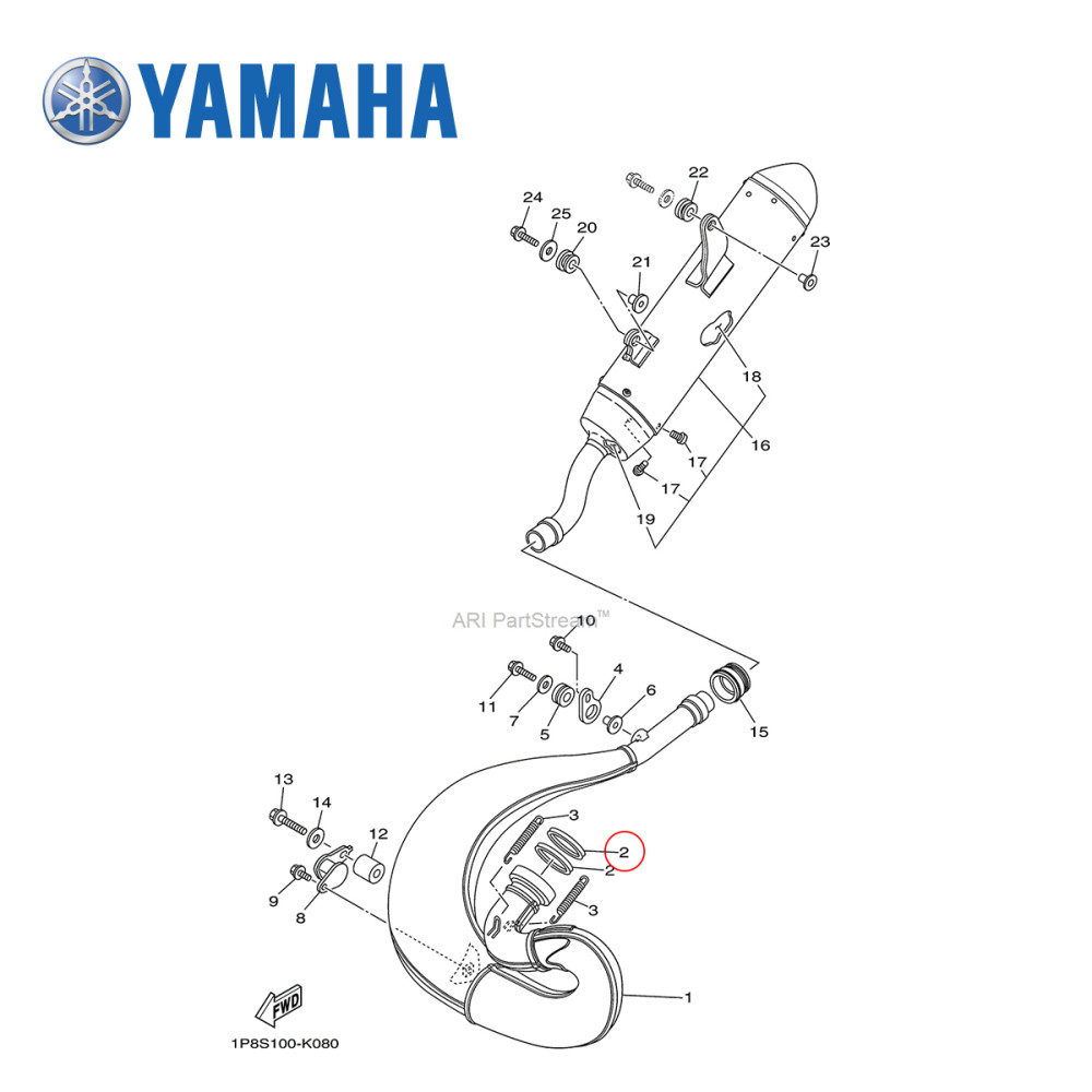 O'Ring do Escape Original Yamaha para YZ250 01/19 YZ250X 16/19