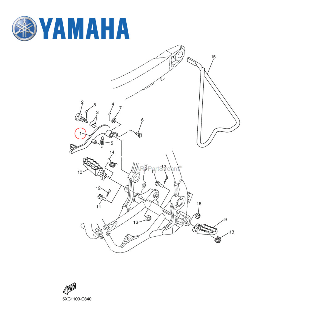 Pedal de Freio Original Yamaha para YZ125/250 97/04 + 11/19 YZ250X 16/19 YZF250 01/04 YZF400/426 98/02 WRF250 01/04 YZF/WRF400/426 98/02