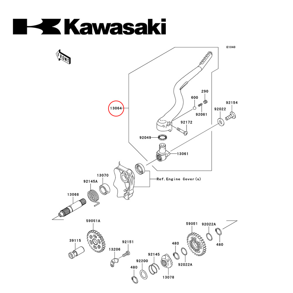 Pedal de Partida Original Kawasaki para KXF250 07/16
