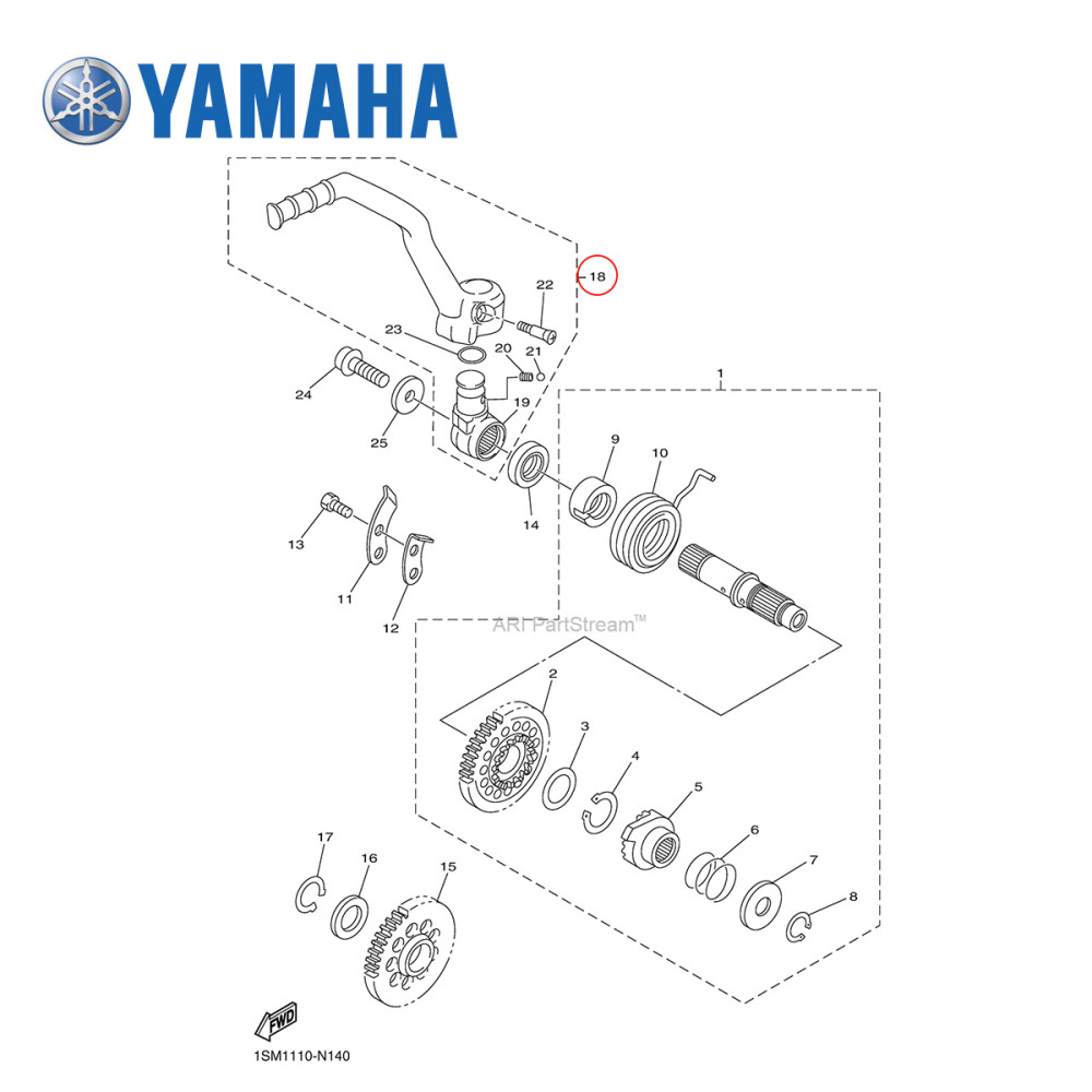 Pedal de Partida Original Yamaha Para YZF 250 14/18 YZ 250FX 15/19 WRF 250 15/19