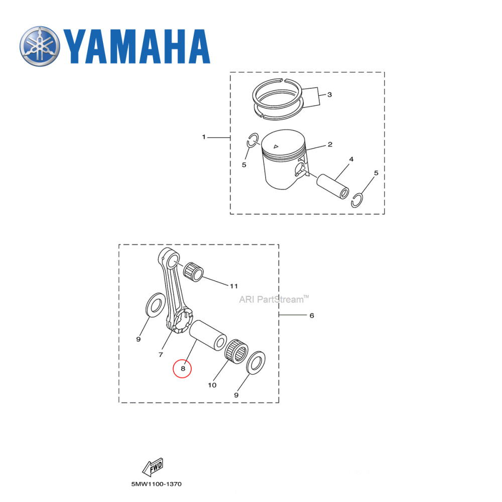 Pino da Biela Original Yamaha para YZ250 99/19 YZ250X 16/19
