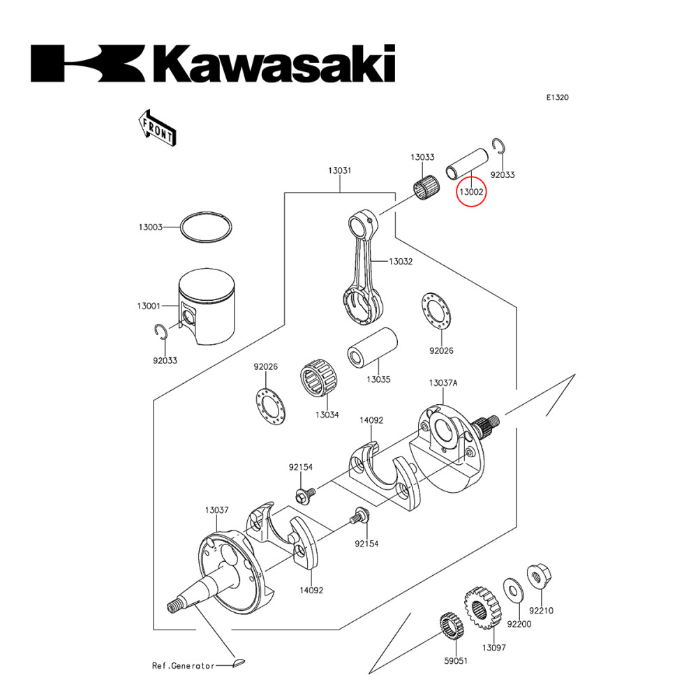 Pino de Pistão Original Kawasaki para KX100 95/17