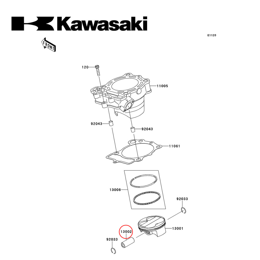 Pino de Pistão Original Kawasaki para KXF250 10/14