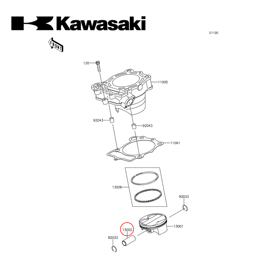 Pino de Pistão Original Kawasaki para KXF250 15/16