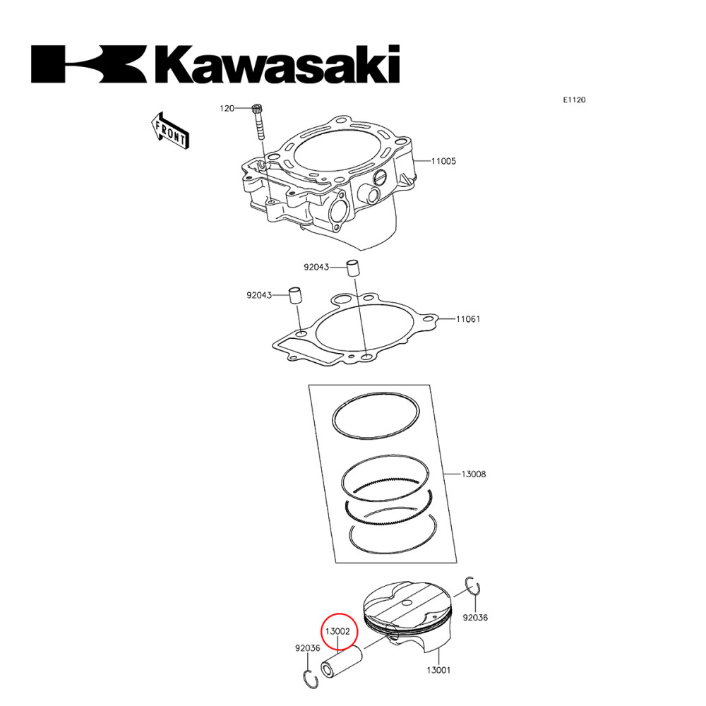 Pino de Pistão Original Kawasaki para KXF450 10/16