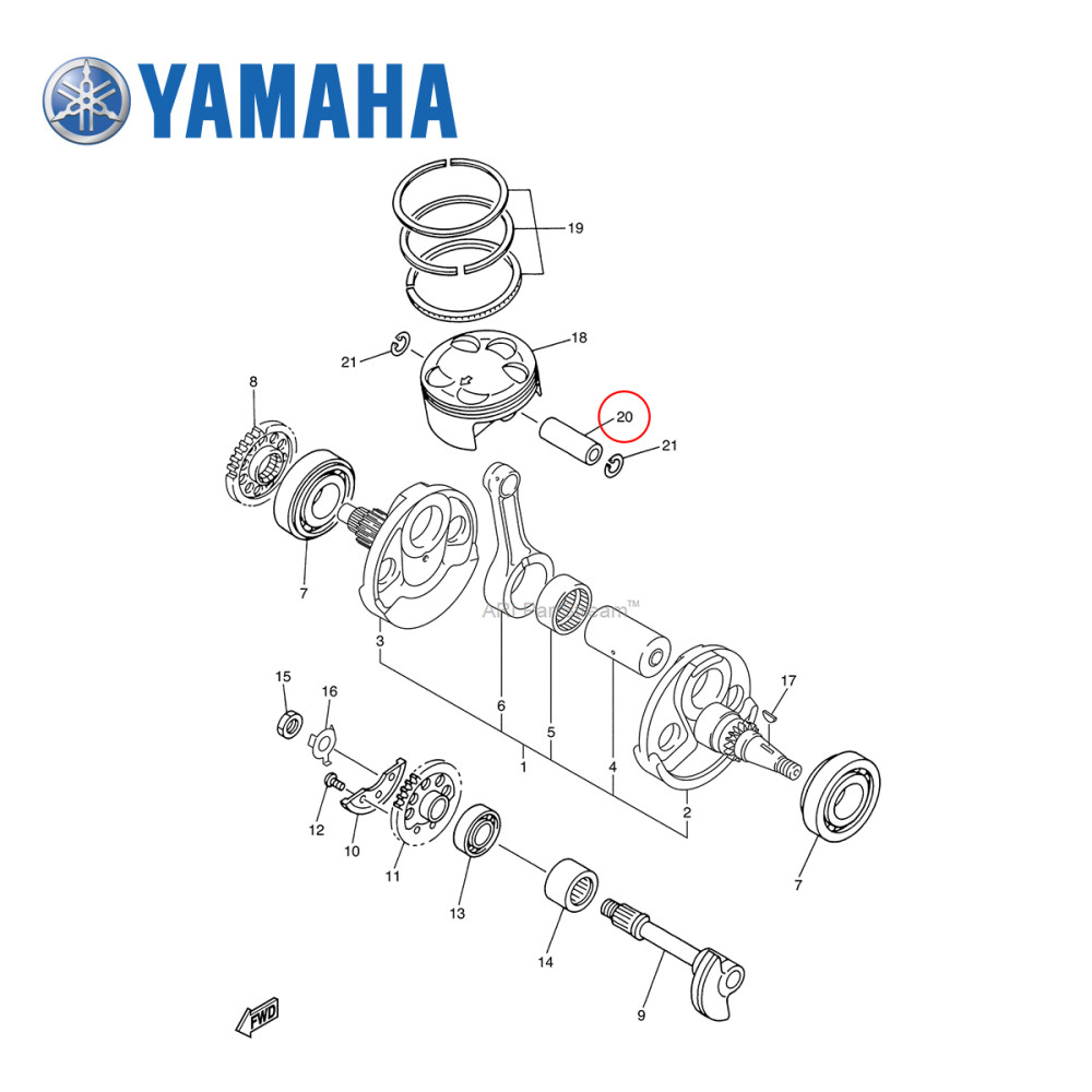 Pino de Pistão Original Yamaha para YZF450 01/09 WRF450 03/11
