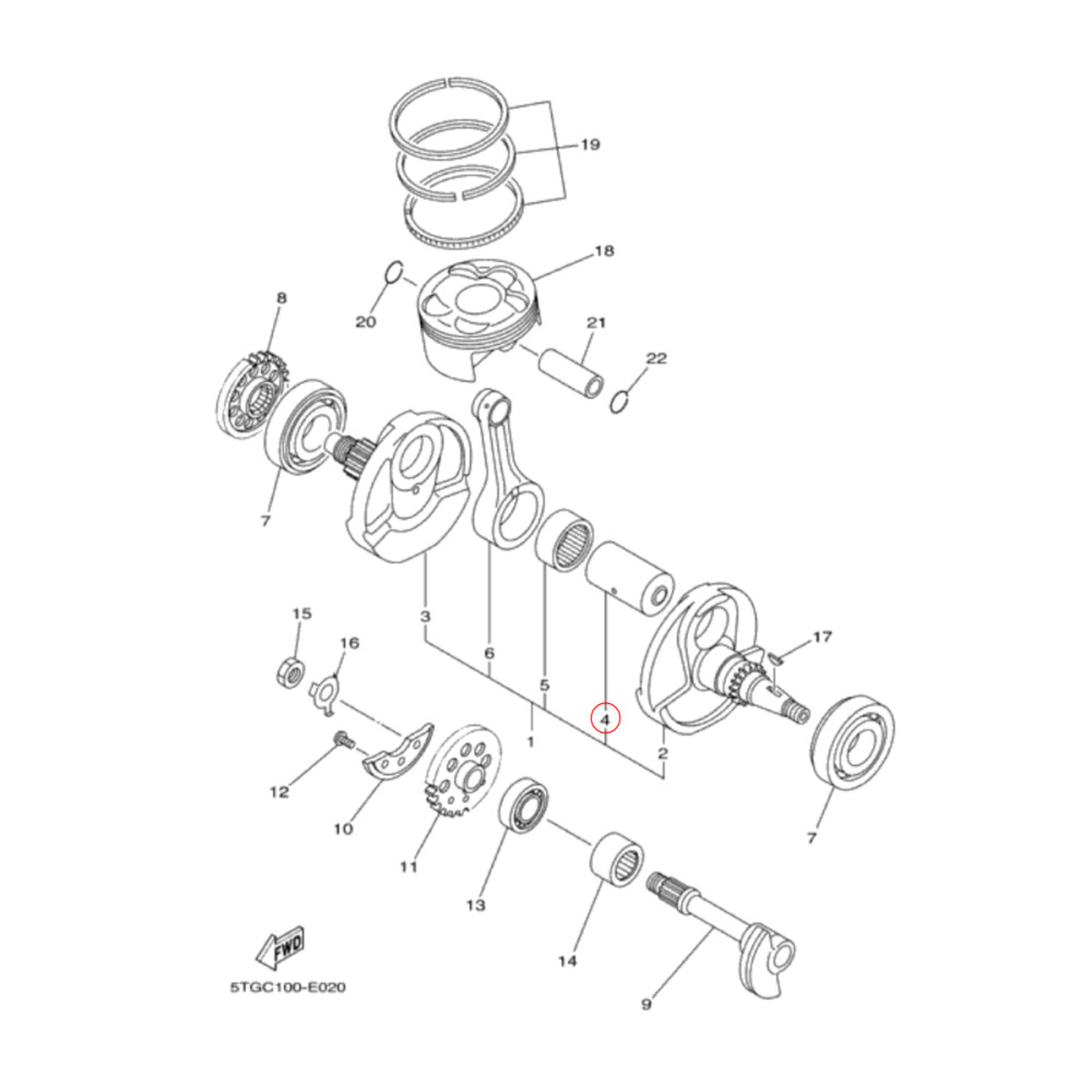 Pino da Biela Original Yamaha para YZF450 03/11 WRF450 03/05