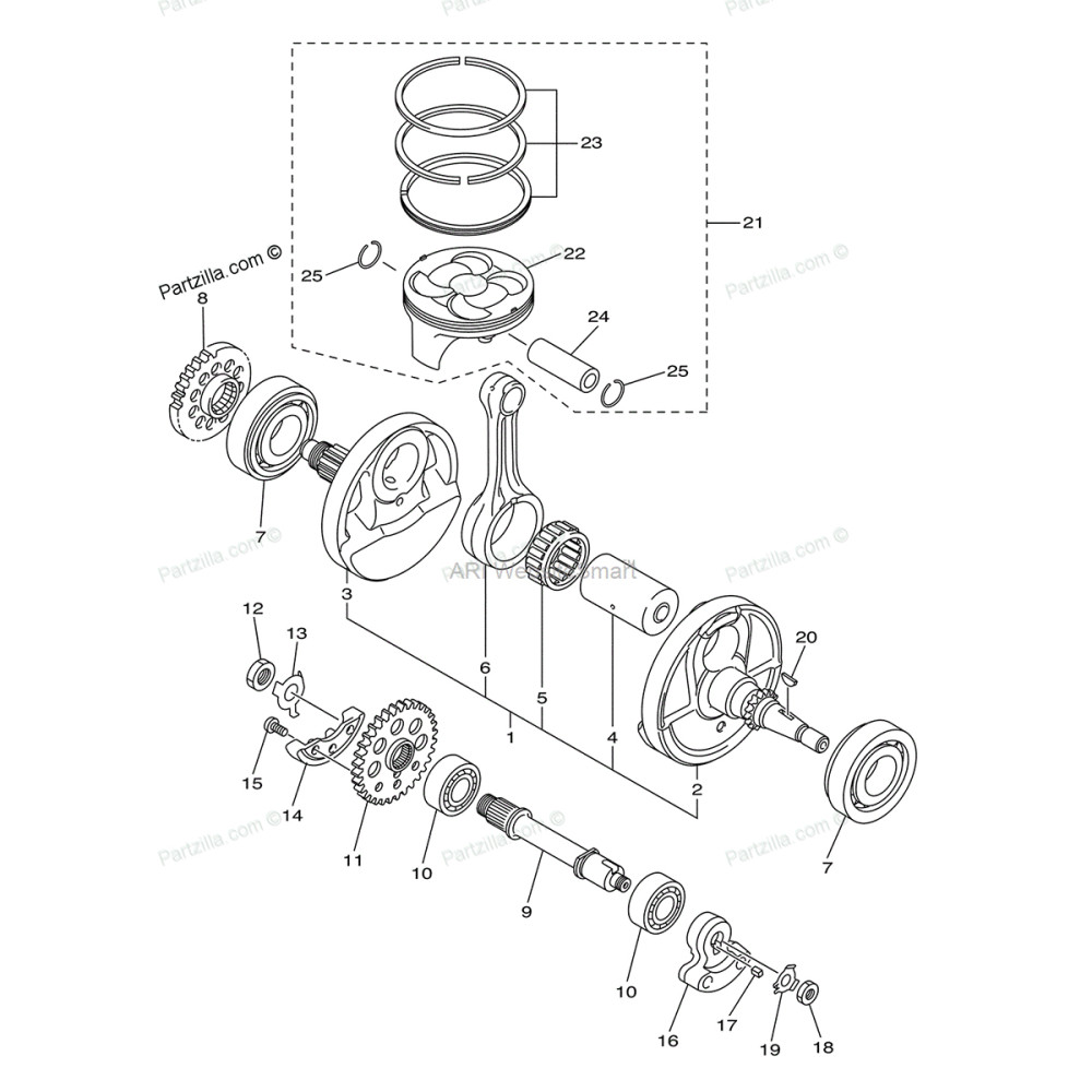 Pino de Pistão Original Yamaha YZF450 10/17 WRF450 12/17