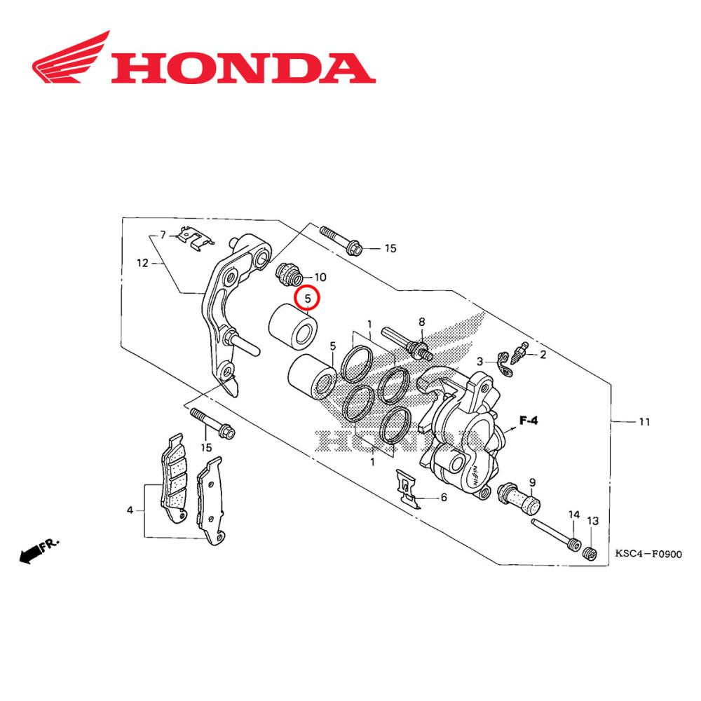 Pistonete de Freio Dianteiro Original Honda para CR125/250 00/07 CRF250 04/15 CRF250X 04/09+12/13+15 CRF450 02/15 CRF450X 05/09+12/14