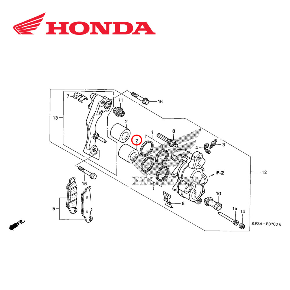 Pistonete de Freio Dianteiro ou Traseiro Original Honda para CR125R/250R 00/01 CRF150 03/09+12/15 CRF230 04/09+12/15 CRF250R 10/15 CRF450R 09/15