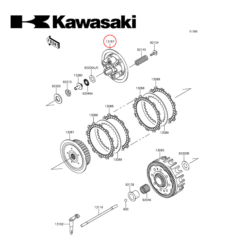 Platô de Embreagem Original Kawasaki para KXF250 04/16 KX125 03/05
