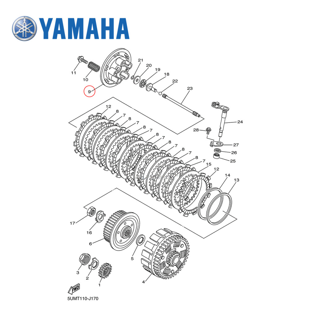 Platô de Embreagem Original Yamaha para YZ125 00/19 YZF250 01/13 WRF250 01/13
