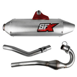 Ponteira + Curva SFX Racing Modelo One para Honda CRF230 (Aço Escovado)