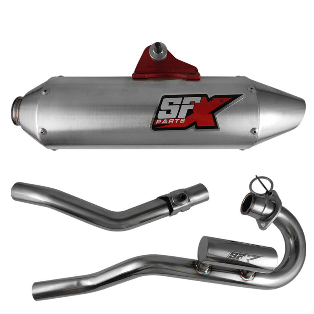 Ponteira + Curva SFX Racing Modelo Racer para Honda CRF230 (Aço Escovado)