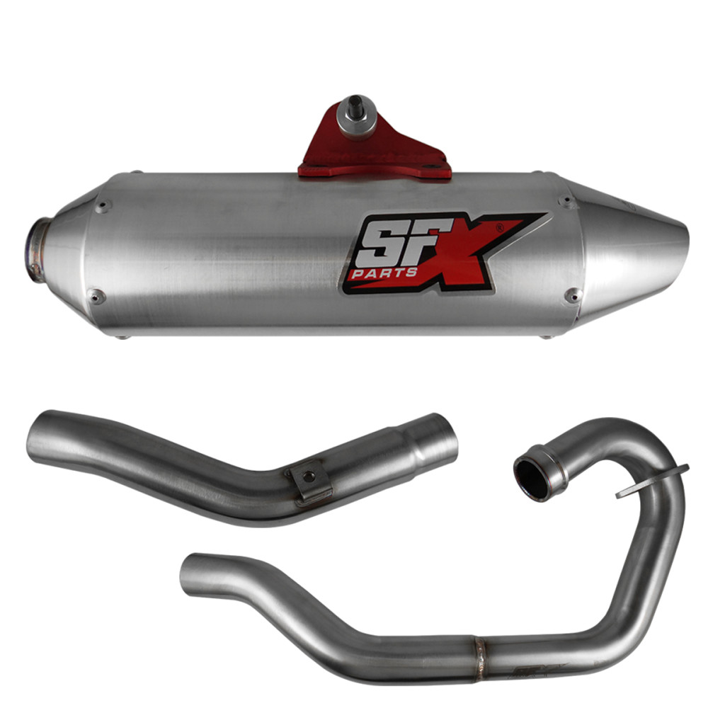 Ponteira + Curva SFX Racing Modelo X1 para Honda Tornado (Aço Escovado)