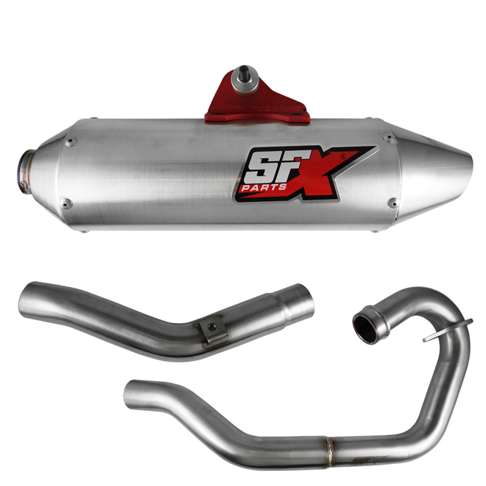 Ponteira + Curva SFX Racing Modelo X1 para Honda Tornado (Aço Escovado)