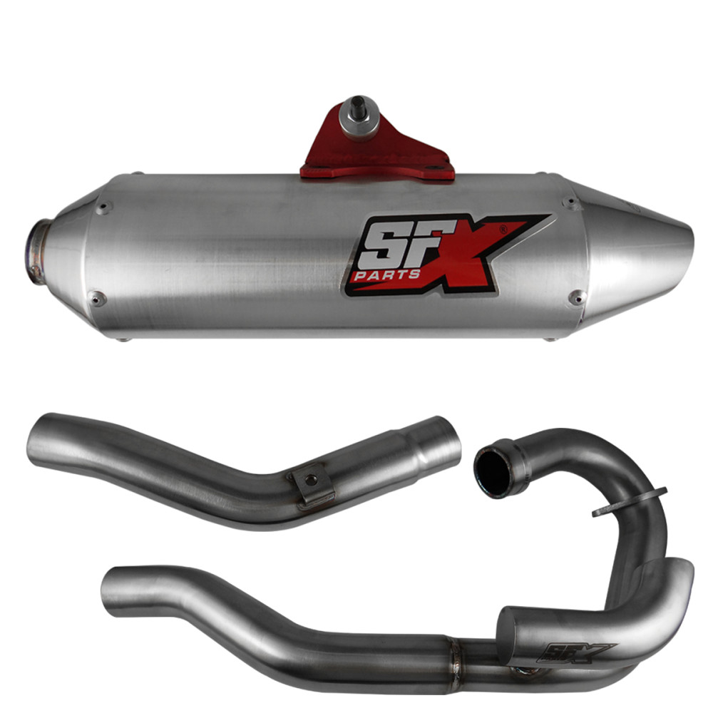 Ponteira + Curva SFX Racing Modelo X5 para Honda Tornado (Aço Escovado)