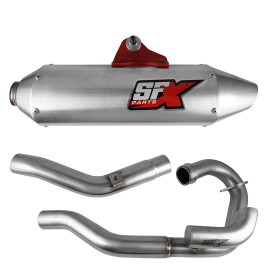 Ponteira + Curva SFX Racing Modelo X5 para Honda Tornado (Aço Escovado)