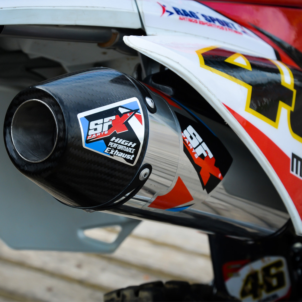 Ponteira + Curva SFX Racing Modelo X5 para Honda CRF230 Carbono