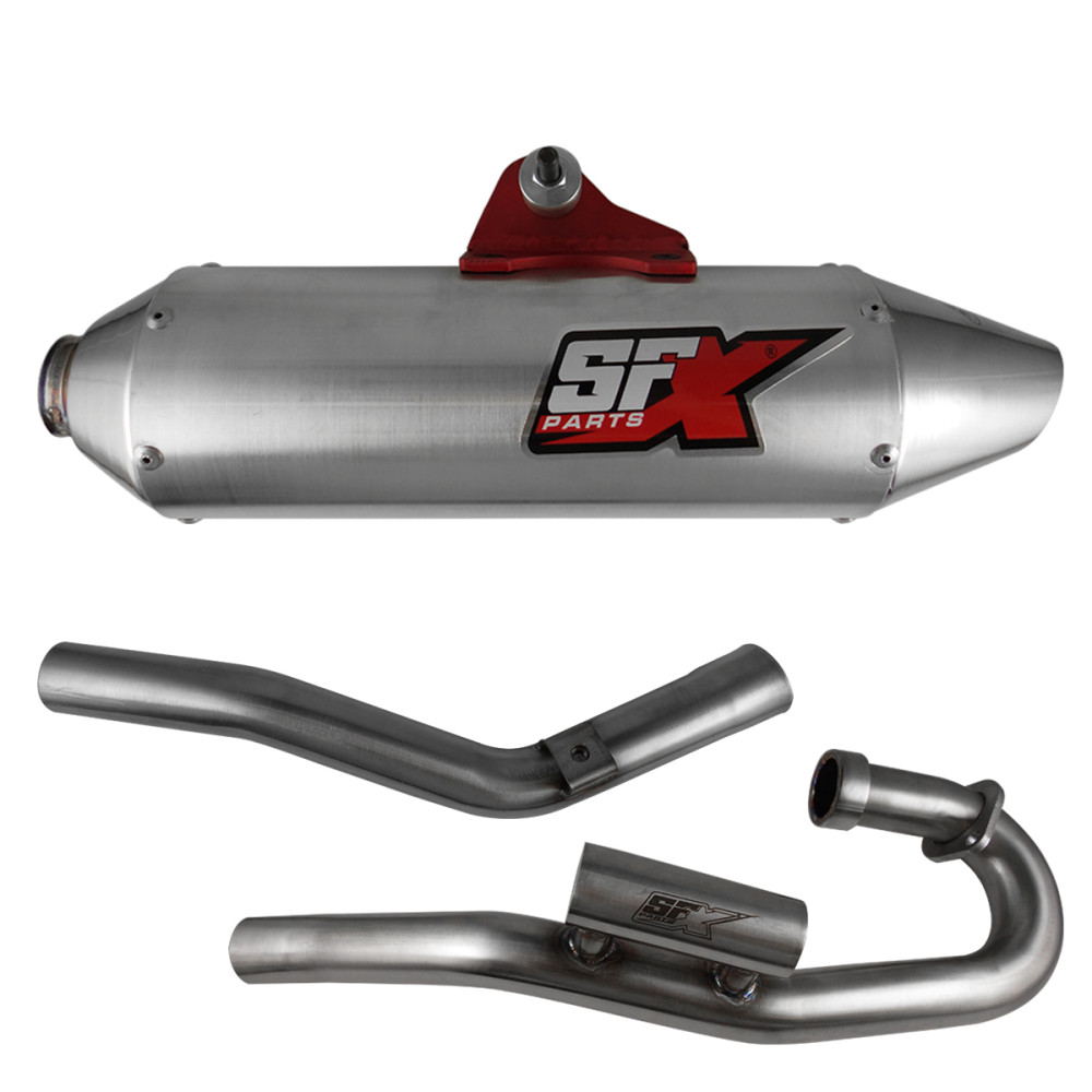 Ponteira + Curva SFX Racing Modelo X5 para Yamaha Lander (Aço Escovado)